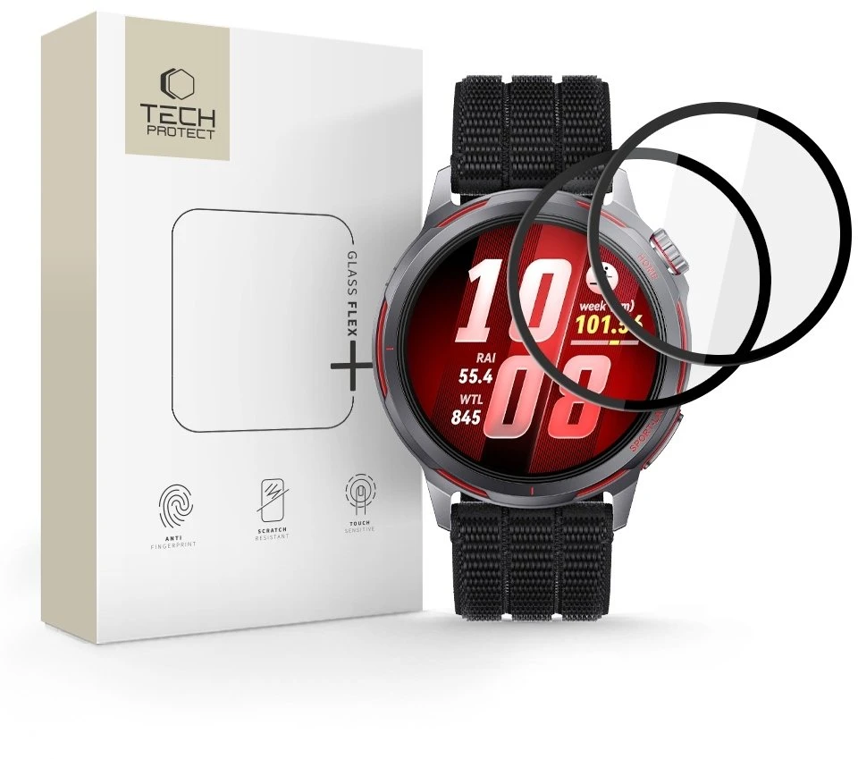 „Tech-Protect Glass Flex+ 2“ hibridinis stiklas, skirtas „Huawei Watch GT Runner 2“ - Juodas