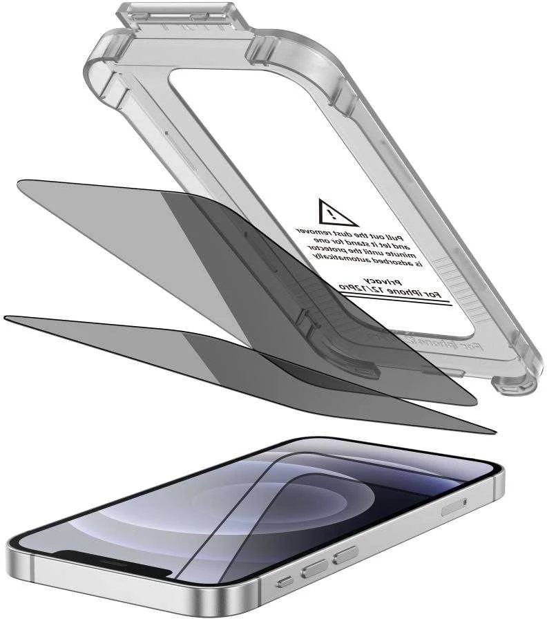 „Tech-Protect Quick Set Spy+“ privatumo stiklų, skirtų „iPhone 12“ / „12 Pro“, 2 vnt. pakuotėje