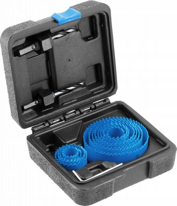 Medžio gręžimo karūnų komplektas Hogert HT6D464, 19-75mm., 14 dalių
