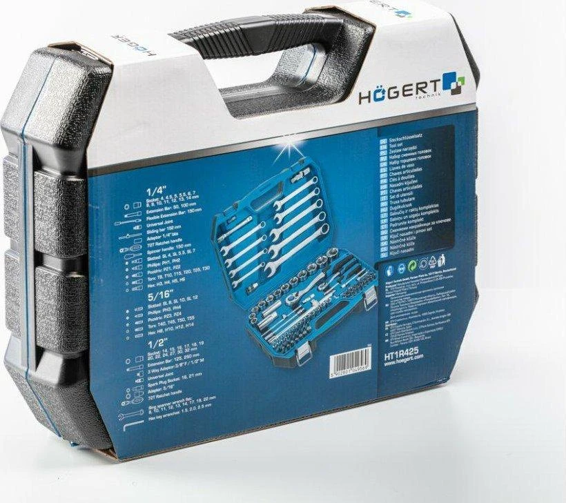 Įrankių komplektas Hogert HT1R425; 1/4''; 1/2''; 85 vnt.
