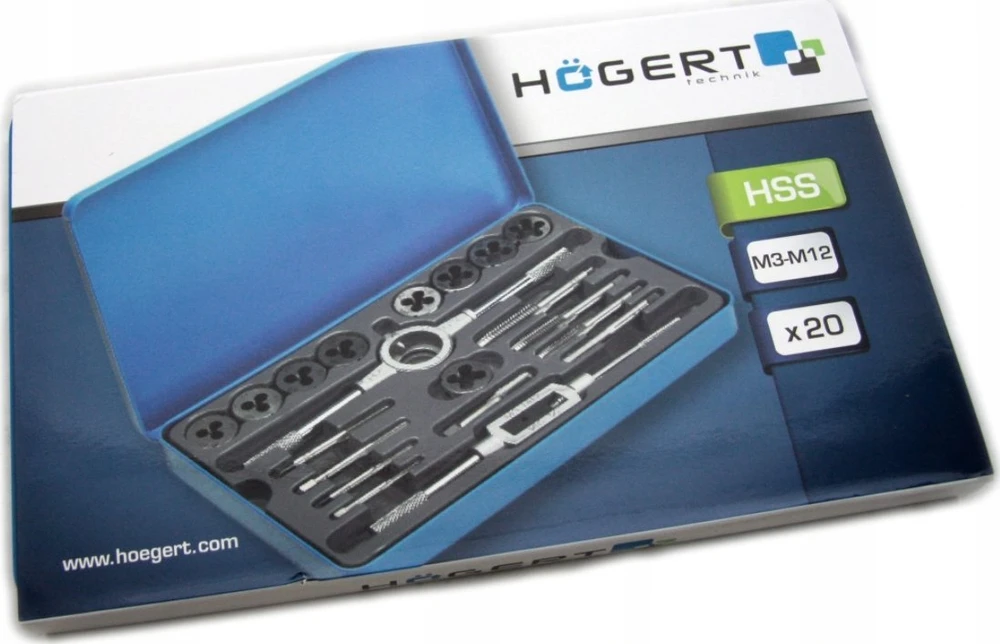 Sriegiklių ir sriegpjovių rinkinys Hogert HT3B580; 20 vnt.