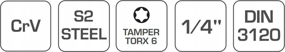 Hogert Technik Tamperinis torx bito lizdas su 20 mm, 1/4" skyle
