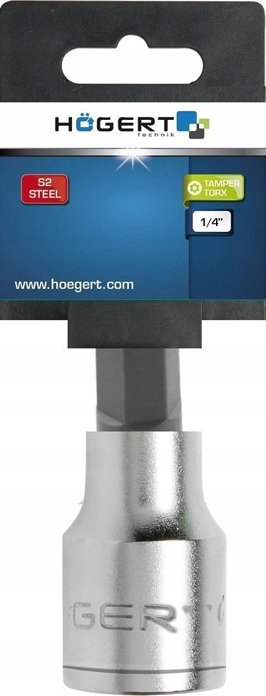 Hogert Technik Tamperinis torx bito lizdas su 20 mm, 1/4" skyle