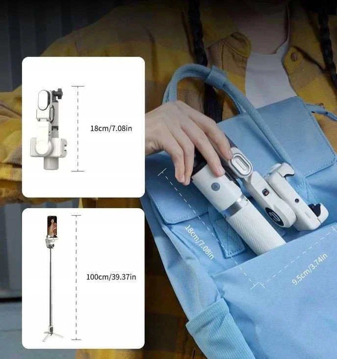 Selfie lazdelė Hohem Gimbal Trikojis Selfie lazdelė LED lempa + Nuotolinis pultas telefonui / AOCHUAN M1 PRO