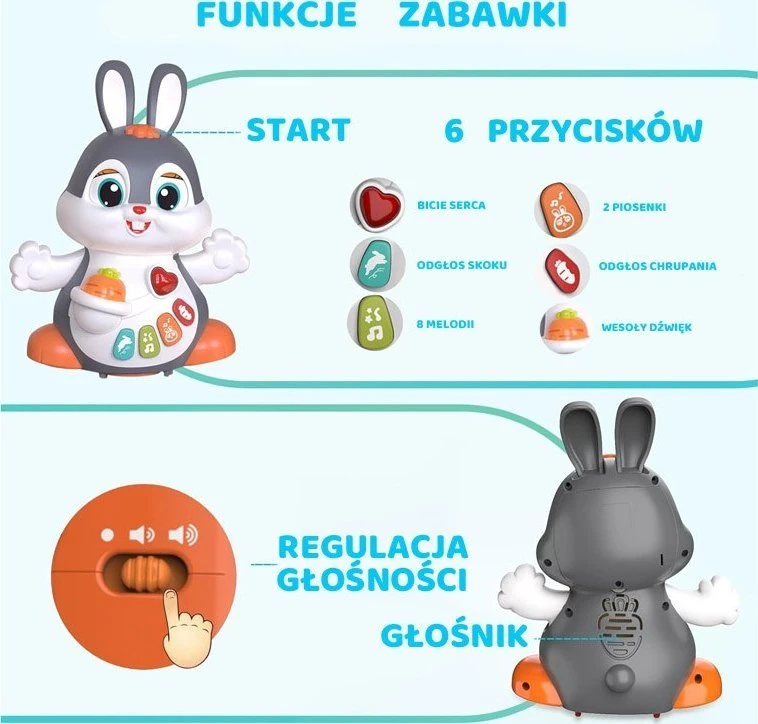 Hola Interaktyvus Šokių Bunnyt ropojantis žaislas vaikams ZA5071