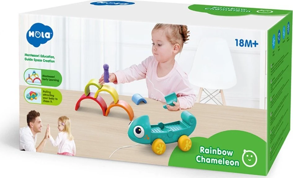 Dėlionė Jokomisiada Vaivorykštės chameleono galvosūkis Montessori piramidas ZA4532