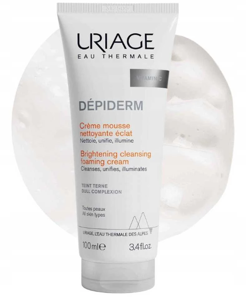 Uriage Dépiderm Brightening Cleansing Foaming Kreminis šviesinančios valomosios putos papilkėjusiai veido odai, 100 ml