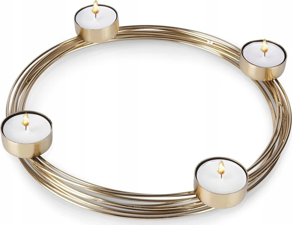 Home Styling Collection Žvakidė metalinas auksinis už 4 žvakes 28x3,5 cm
