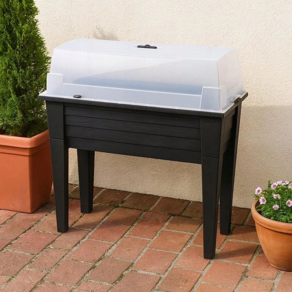 Home Styling Collection Sodo stalas auginimui BOTANIC, mini šiltnamis su apsauginiu stogeliu, 78 cm