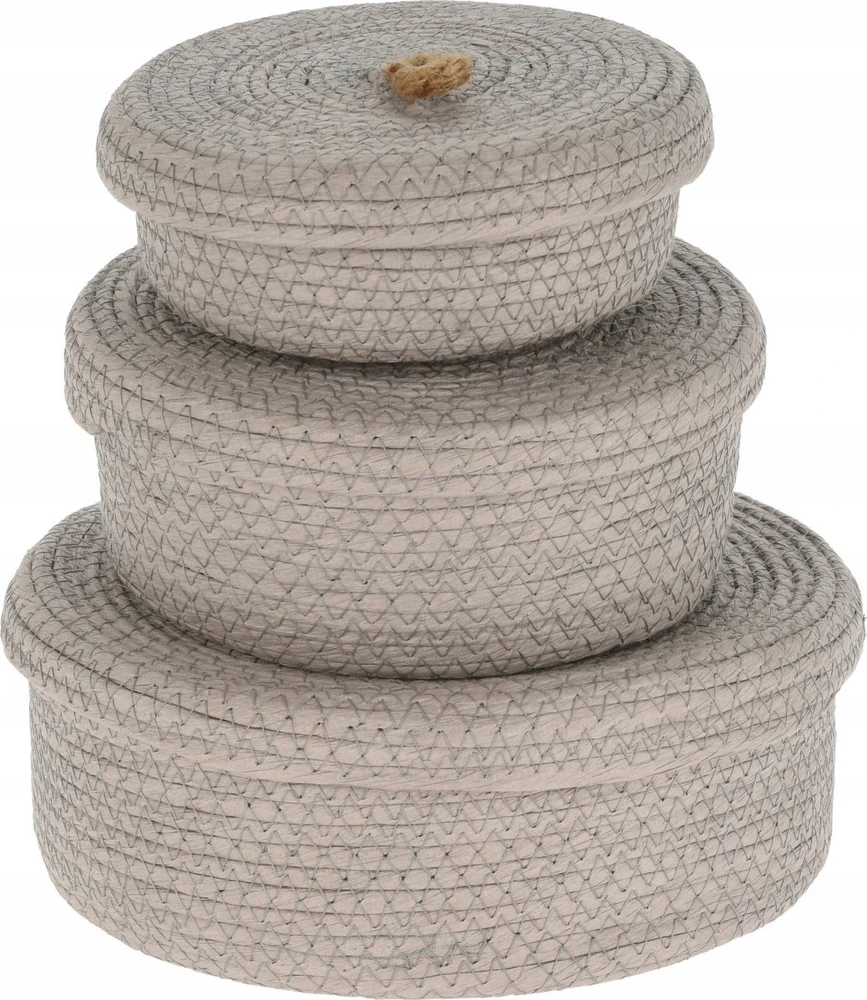 Home Styling Collection Dekoratyviniai laikymo krepšeliai, džiuto dangtelis, 3 vnt