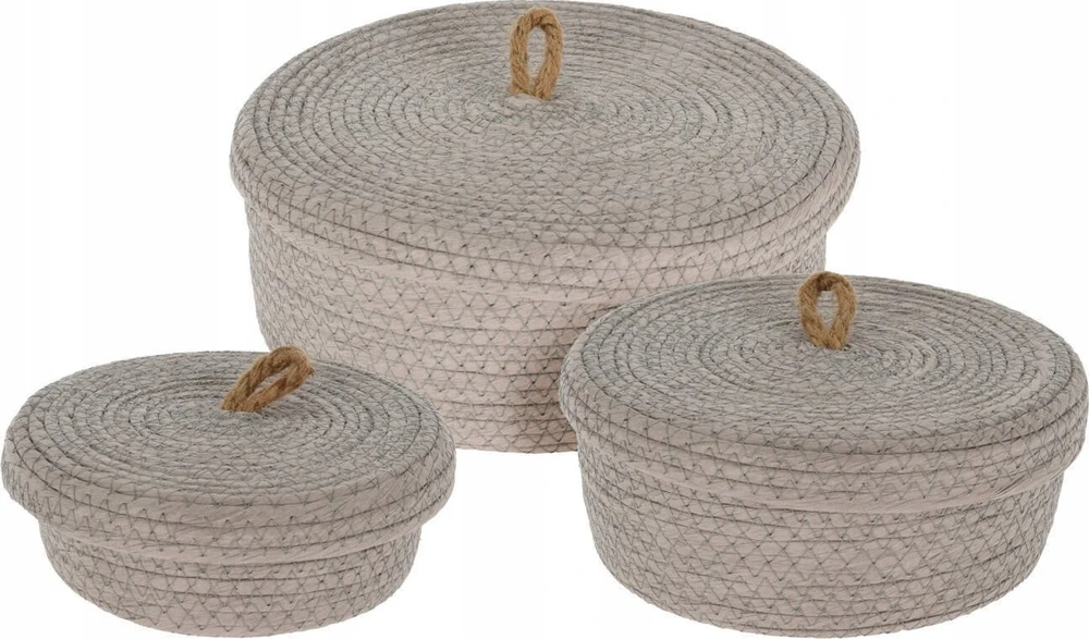Home Styling Collection Dekoratyviniai laikymo krepšeliai, džiuto dangtelis, 3 vnt