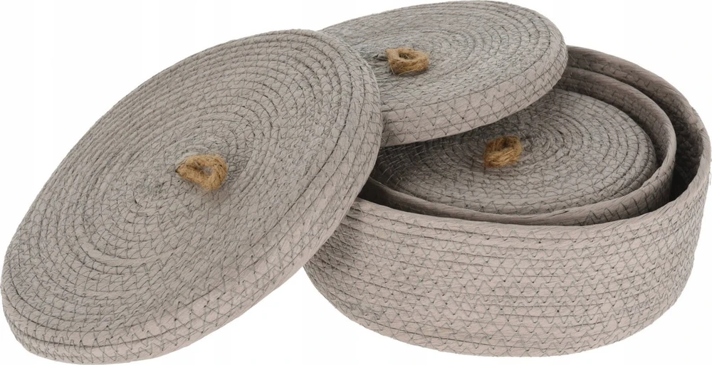 Home Styling Collection Dekoratyviniai laikymo krepšeliai, džiuto dangtelis, 3 vnt