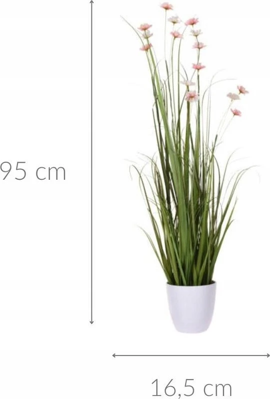 Dirbtinės laukinės gėlės vazone 95 cm su matmenimis