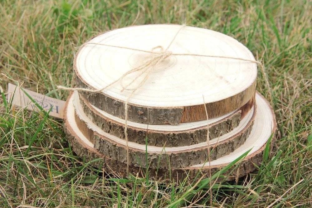 Home Styling Collection PIECES NATŪRALIŲ medinių plokščių pagalvėlės, rinkinyje 4 vnt