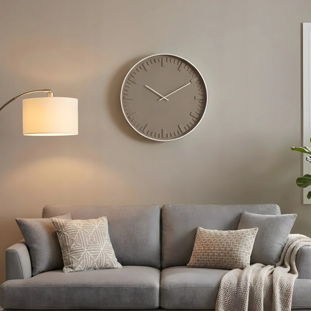 Home Styling Collection Frame Elegantiškas sieninis laikrodis su baltu rėmeliu, Ø 40 cm
