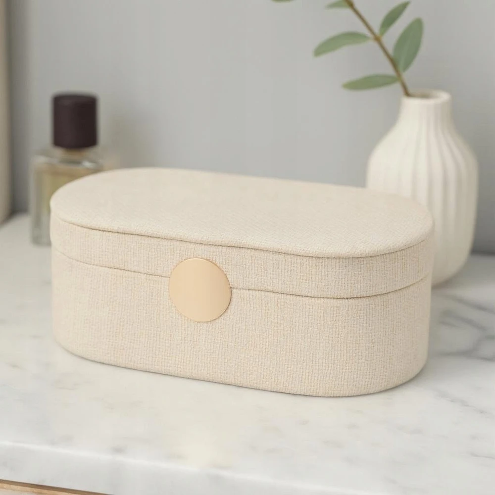 Home Styling Collection GLINT papuošalų dėžutė su veidrodžiu, balta spalva, 25 cm