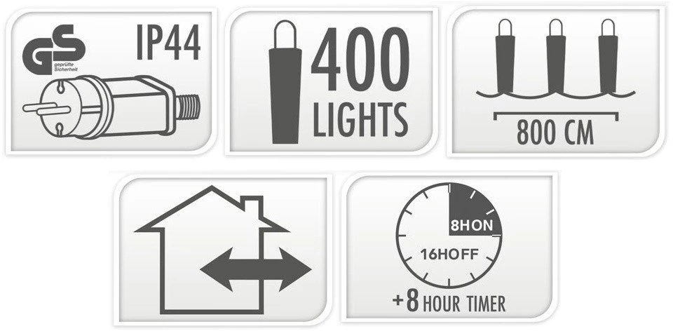 Home Styling Collection PIECES LED kalėdinės lemputės su tekančio vandens efektu, 400 vnt.