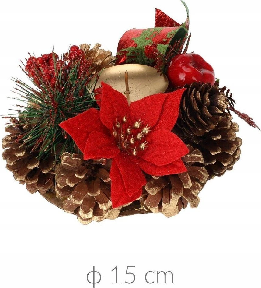 Home Styling Collection Kankorėžinė žvakidė, Kalėdinė puošmena, 15 cm