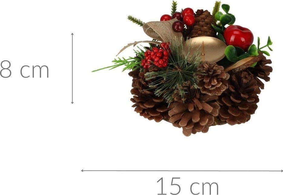 Home Styling Collection Kankorėžinė žvakidė, Kalėdinė puošmena, 15 cm