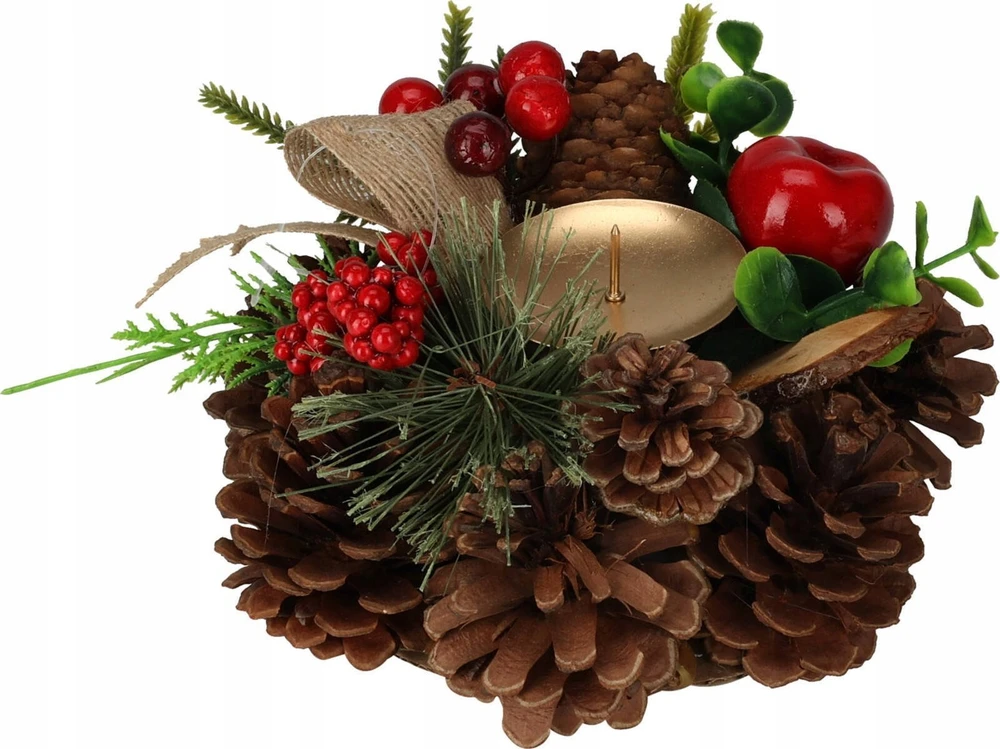 Home Styling Collection Kankorėžinė žvakidė, Kalėdinė puošmena, 15 cm