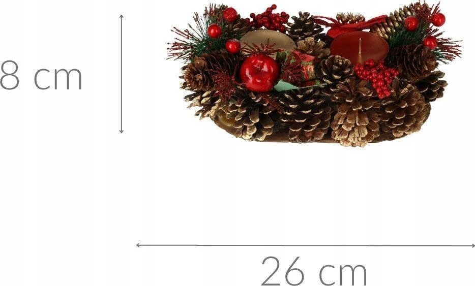Home Styling Collection Kankorėžinė žvakidė, Kalėdinė puošmena, 2 žvakėms