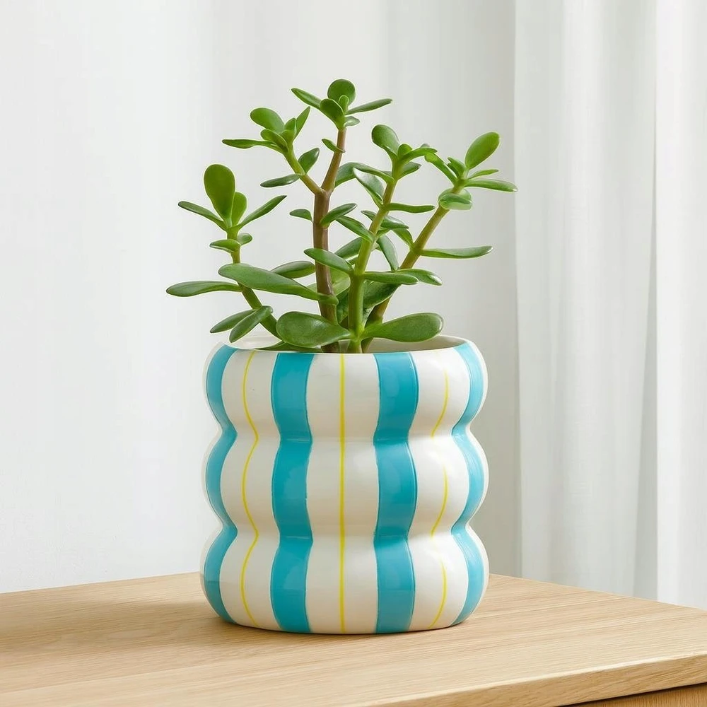 Home Styling Collection Keramikinė dryžuota vazono užvalkalas LINJE, 14 cm