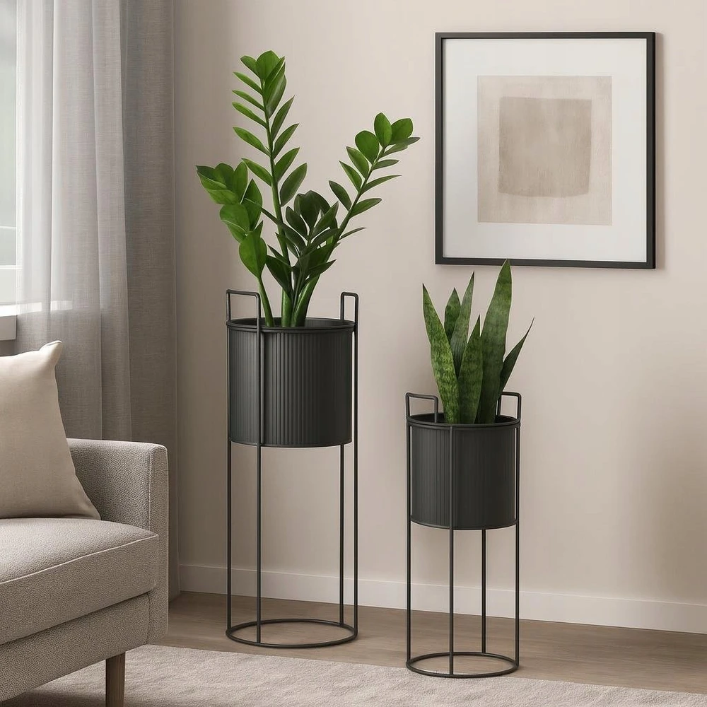 Home Styling Collection PIECES Metaliniai gėlių vazonai IDEM, 2 vnt.