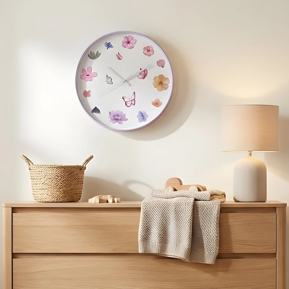 Home Styling Collection Sieninis laikrodis su gėlių motyvu, Ø 30 cm