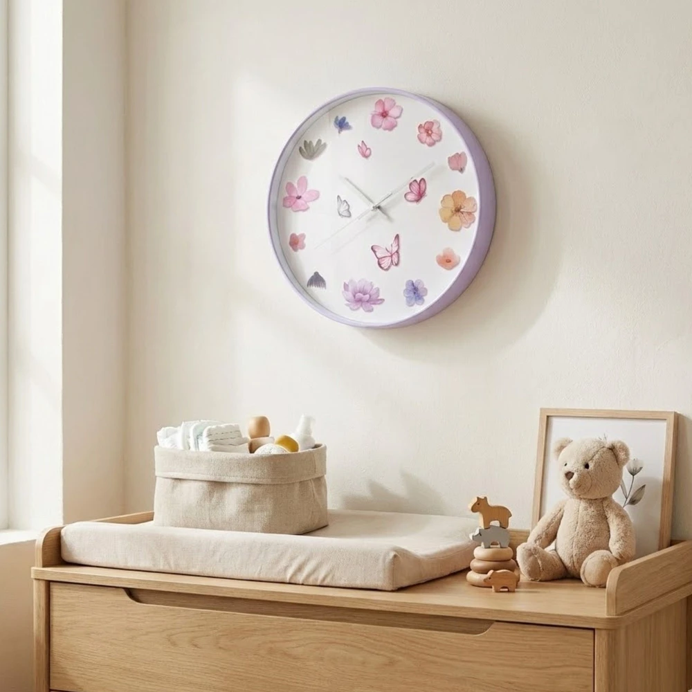 Home Styling Collection Sieninis laikrodis su gėlių motyvu, Ø 30 cm