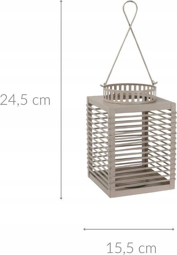 Home Styling Collection Metalinis žibintas su dekoratyvine rankena, pilkos spalvos