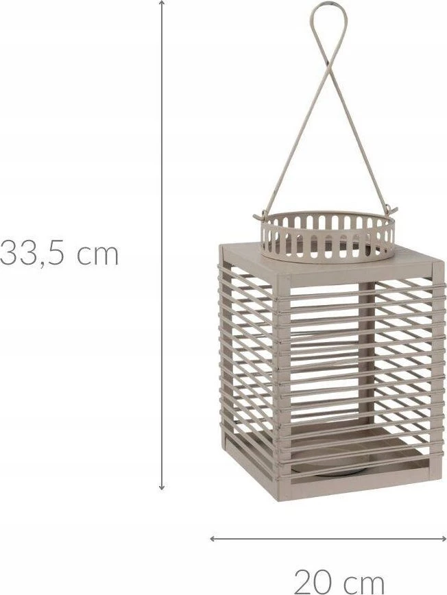 Home Styling Collection Metalinis žibintas su dekoratyvine rankena, pilkos spalvos