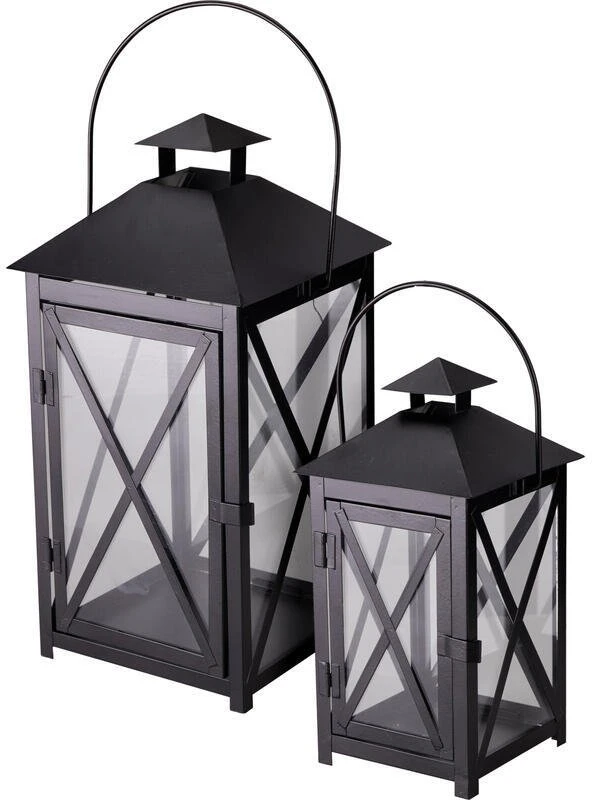 Home Styling Collection Latarnia dekoracyjna metalo sp., komplektas 2 vnt., 20 x 20 x 40 i 15 x 15 x 30 cm