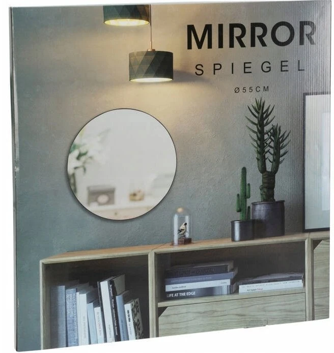Home Styling Collection Sieninis veidrodis 55 cm juodas apvalus metalinis