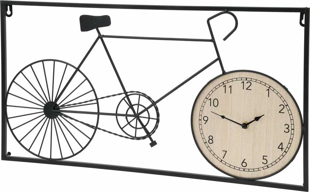 Home Styling Collection Metalinė sienų apdaila retro dviratis ir laikrodis, 60 x 32 x 5 cm
