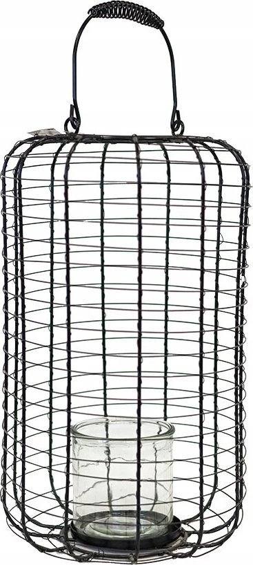 Home Styling Collection Metalinis žibintas su stikline žvakide, Ø 23,5 cm, juoda