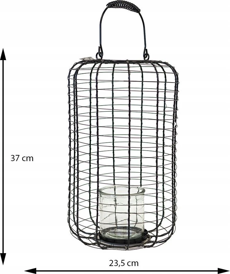 Home Styling Collection Metalinis žibintas su stikline žvakide, Ø 23,5 cm, juoda