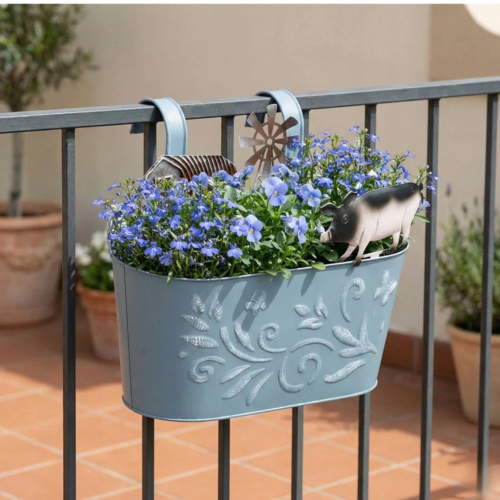 Home Styling Collection Metalinis vazonų apdangalas RANCH su naminių gyvūnų motyvu, 34 cm