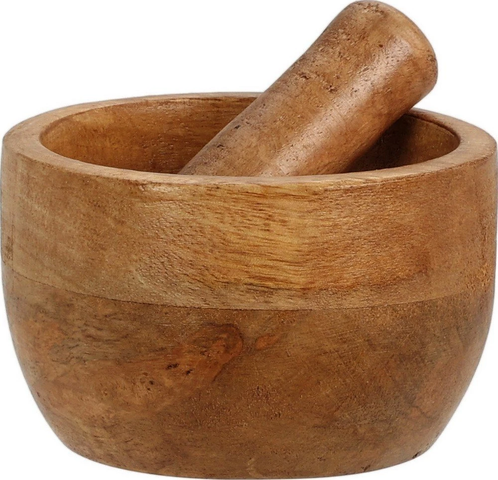 Home Styling Collection Mörser Holzmörser Küchenmörser Gewürzmörser mit Stößel aus Holz