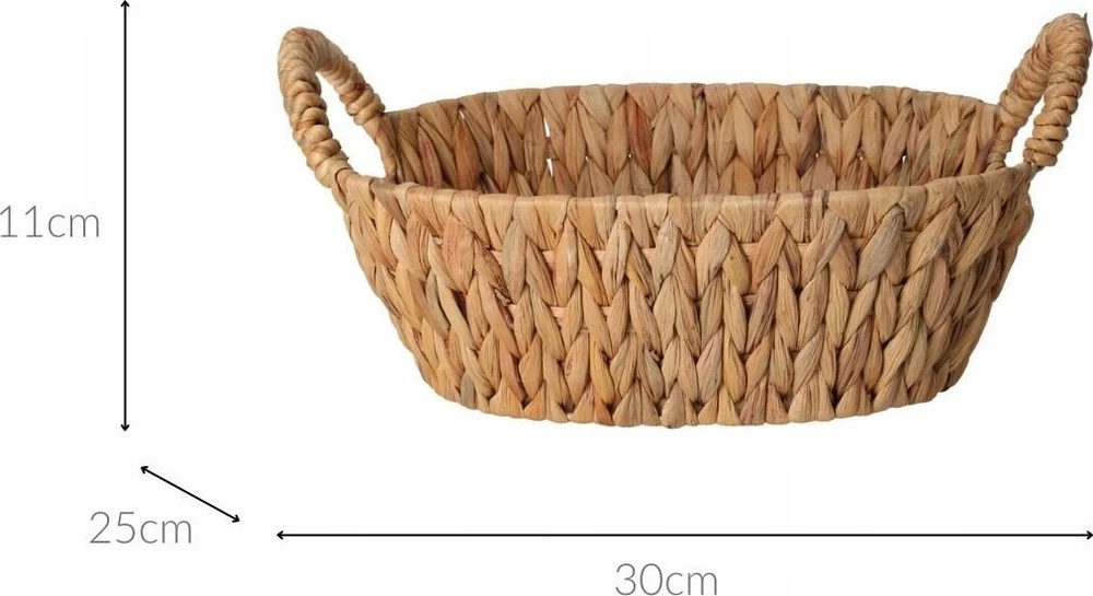 Home Styling Collection Pintas vandens hiacinto duonos krepšelis BRAID, su rankenomis, 30 x 25 cm