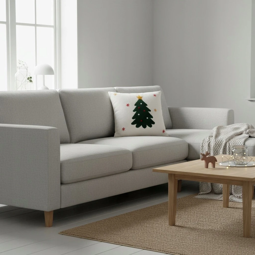 Home Styling Collection Dekoratyvinė pagalvėlė, šventinis raštas, balta, 44 x 44 cm