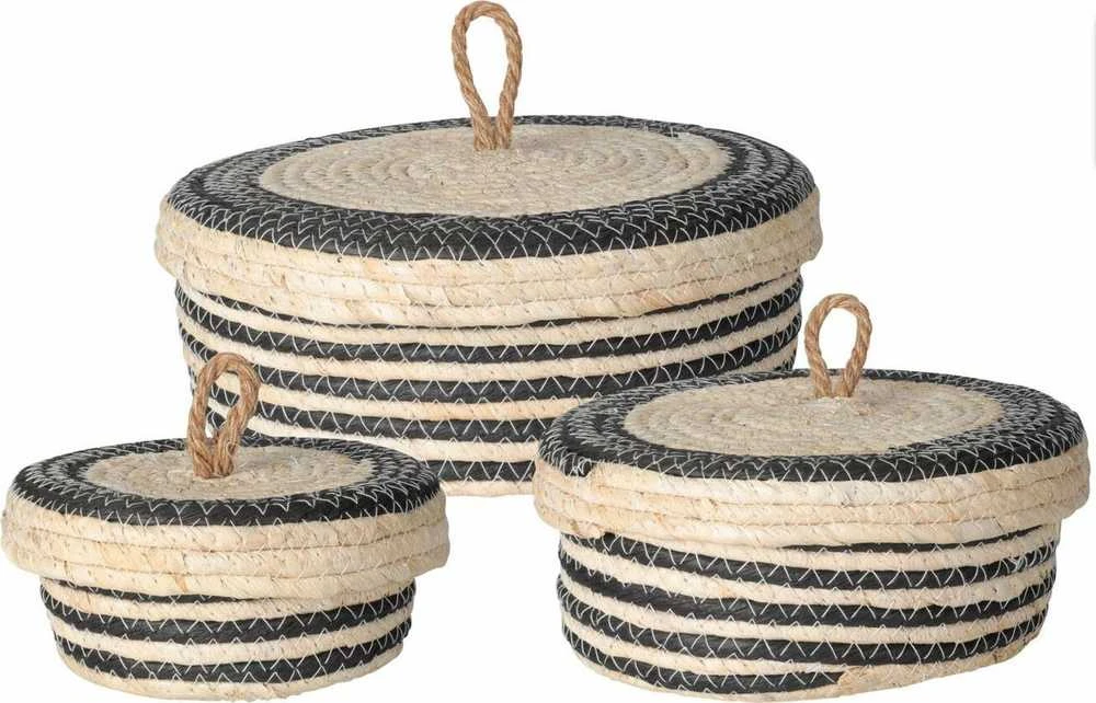 Home Styling Collection PIECES Sandėliavimo konteineriai su dangteliu, 3 vnt
