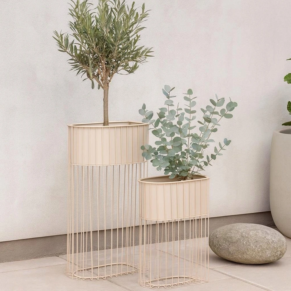 Home Styling Collection 2 metalinių stovimų gėlių vazonų rinkinys SOFT FORM
