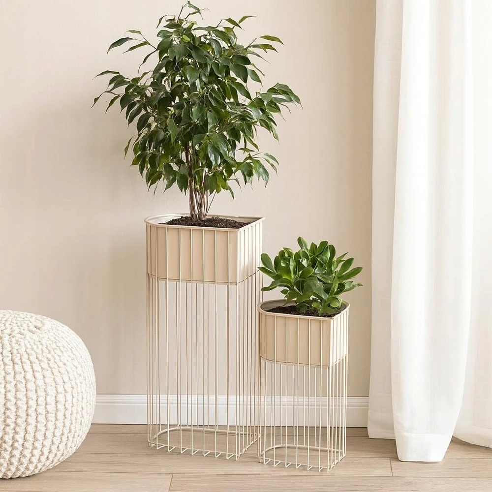 Home Styling Collection 2 metalinių stovimų gėlių vazonų rinkinys SOFT FORM