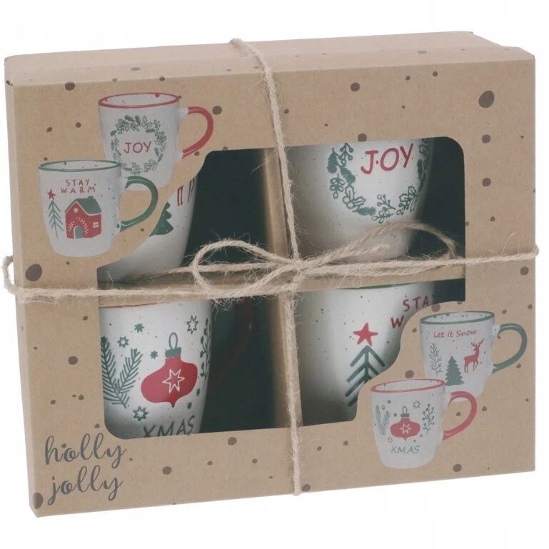 Home Styling Collection Siaki Kavos puodelių rinkinys 4 vnt 180 ml Kalėdiniai