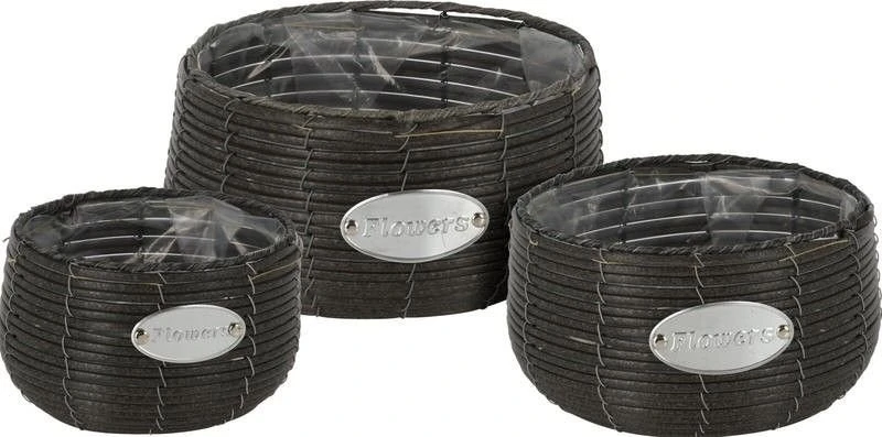 Home Styling Collection Rinkinys apvalūs vazonai, 3 vnt., įvairūs dydžiai