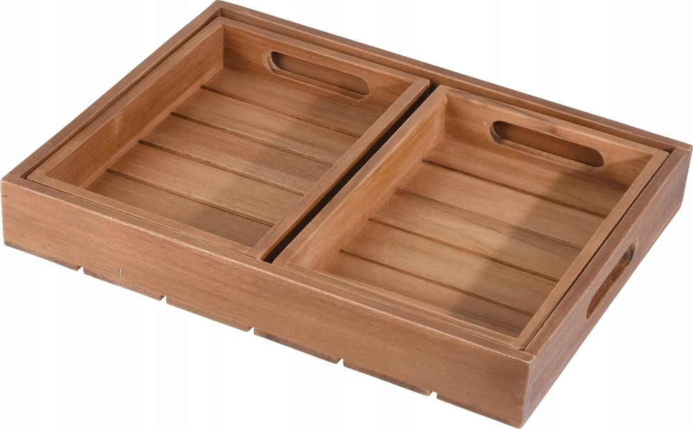 Home Styling Collection PIECES TEAK dekoratyvinių padėklų rinkinys, 3 vnt