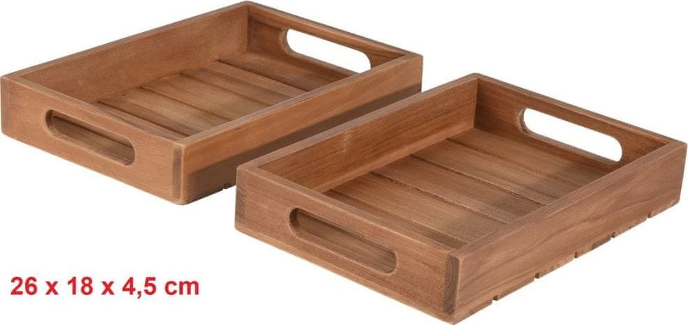 Home Styling Collection PIECES TEAK dekoratyvinių padėklų rinkinys, 3 vnt