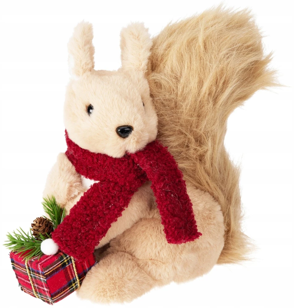 Home Styling Collection Kalėdinė voverės figūrėlė su dovana, 20 cm