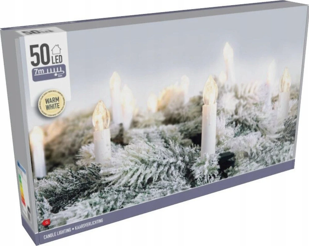 Christmas Gifts KALĖDINĖS LEMPUTĖS GIRLIANDA ŽVAKUTĖS 50 LED ŠILTA BALTA 518423