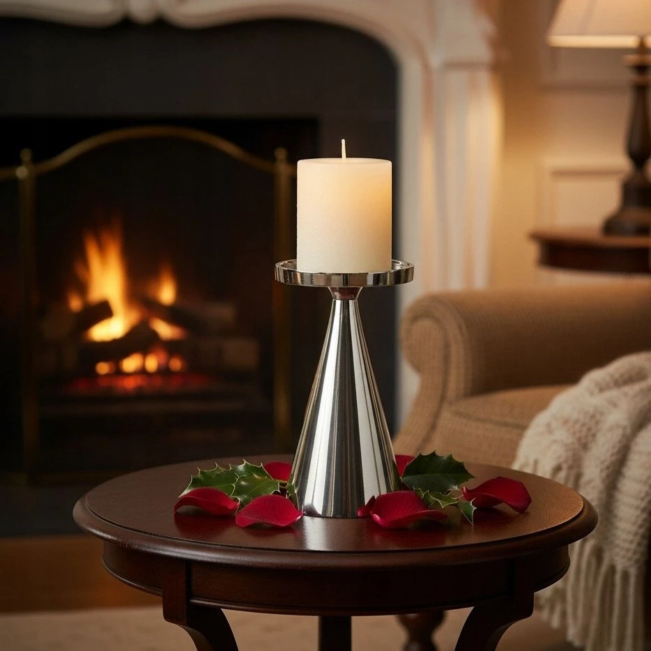 Home Styling Collection Dekoratyvinė žvakidė, sidabrinė, 17 cm